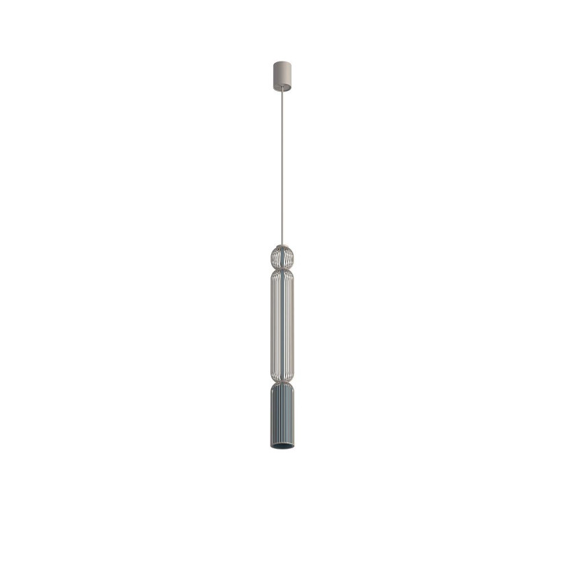 Lampa wisząca druciana tuba dekoracyjna Singles A 6,5cm beż / szaro-niebieski Nowodvorski