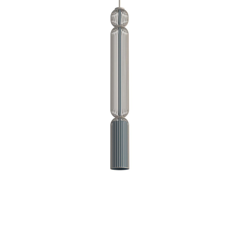 Lampa wisząca druciana tuba dekoracyjna Singles A 6,5cm beż / szaro-niebieski Nowodvorski