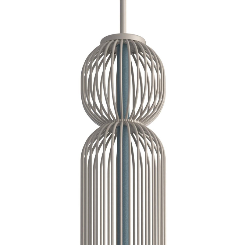 Lampa wisząca druciana tuba dekoracyjna Singles A 6,5cm beż / szaro-niebieski Nowodvorski