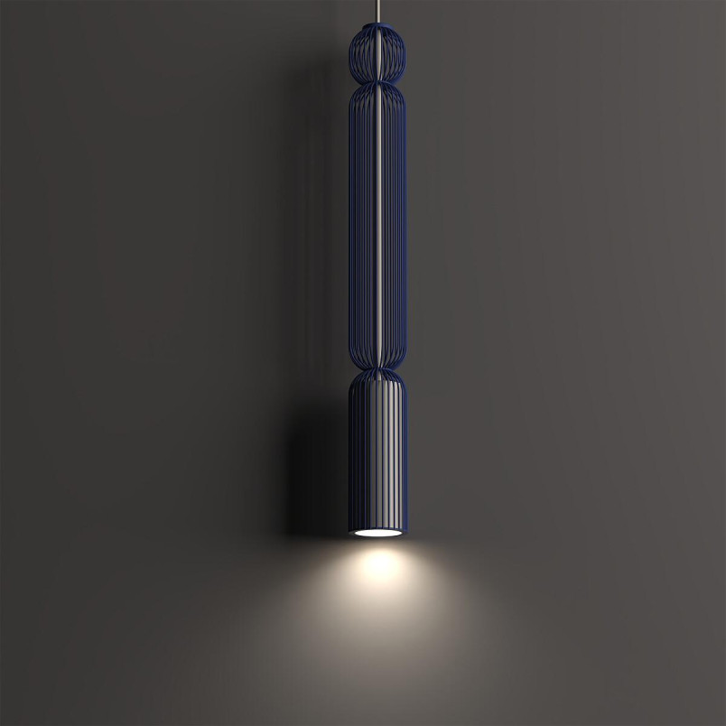 Lampa wisząca druciana tuba dekoracyjna Singles A 6,5cm granatowy / beż Nowodvorski