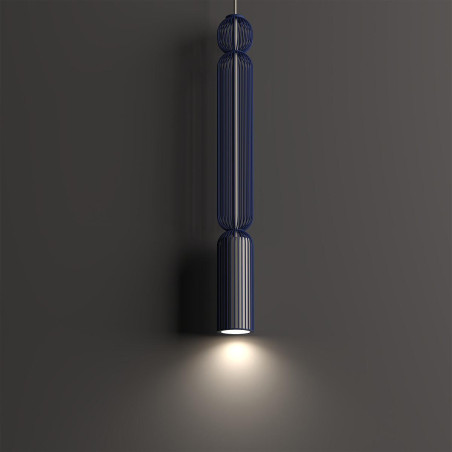 Lampa wisząca druciana tuba dekoracyjna Singles A 6,5cm granatowy / beż Nowodvorski