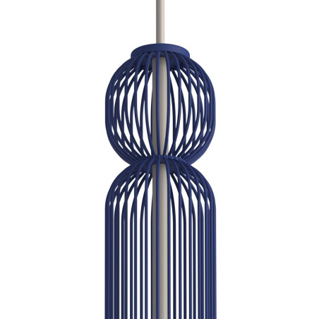Lampa wisząca druciana tuba dekoracyjna Singles A 6,5cm granatowy / beż Nowodvorski