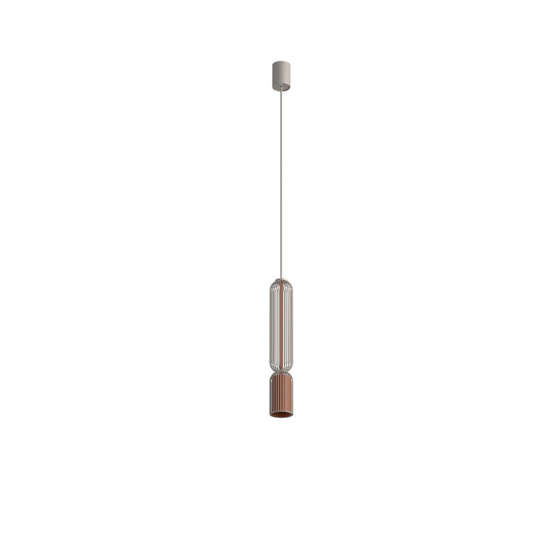 Lampa wisząca druciana tuba dekoracyjna Singles B 6,5cm beż / terracotta Nowodvorski