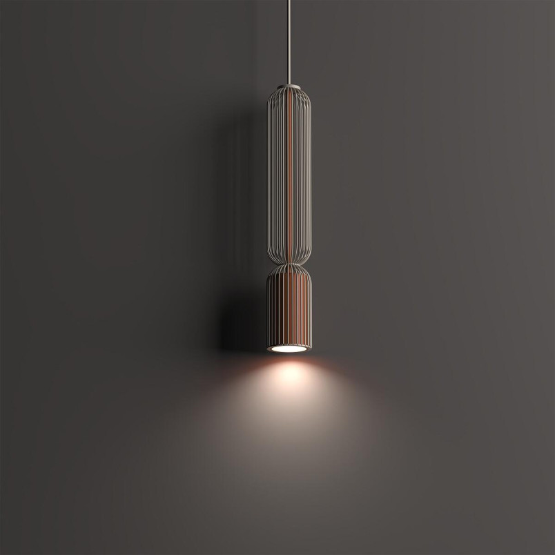 Lampa wisząca druciana tuba dekoracyjna Singles B 6,5cm beż / terracotta Nowodvorski