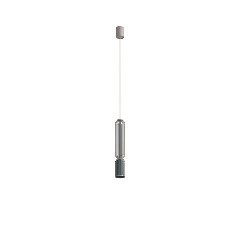 Lampa wisząca druciana tuba dekoracyjna Singles B 6,5cm beż / szaro-niebieski Nowodvorski