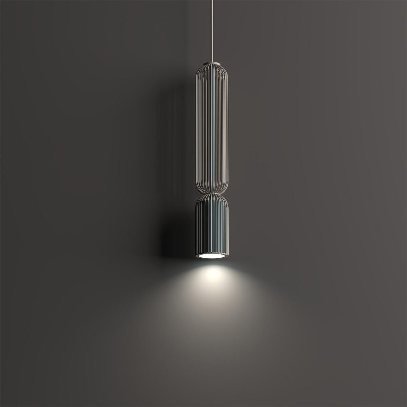 Lampa wisząca druciana tuba dekoracyjna Singles B 6,5cm beż / szaro-niebieski Nowodvorski