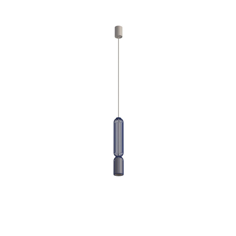 Lampa wisząca druciana tuba dekoracyjna Singles B 6,5cm granatowy / beż Nowodvorski