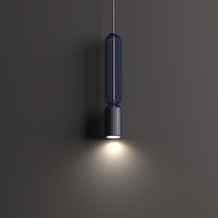 Lampa wisząca druciana tuba dekoracyjna Singles B 6,5cm granatowy / beż Nowodvorski