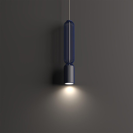 Lampa wisząca druciana tuba dekoracyjna Singles B 6,5cm granatowy / beż Nowodvorski