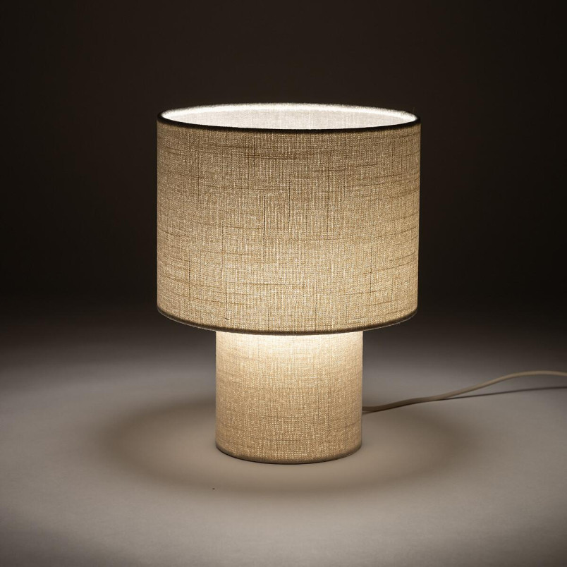 Lampa stołowa japandi z abażurem Santana 27cm kremowa Nowodvorski