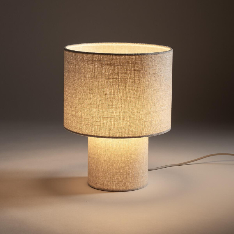 Lampa stołowa japandi z abażurem Santana 27cm kremowa Nowodvorski