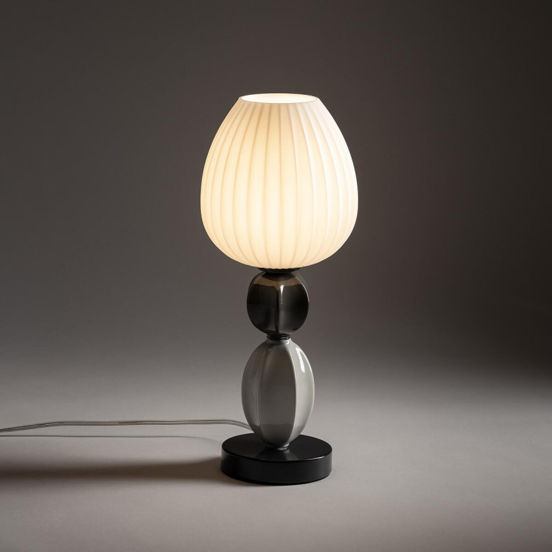 Lampa stołowa ceramiczna ze szklanym kloszem Corals biały / szary / czarny Nowodvorski