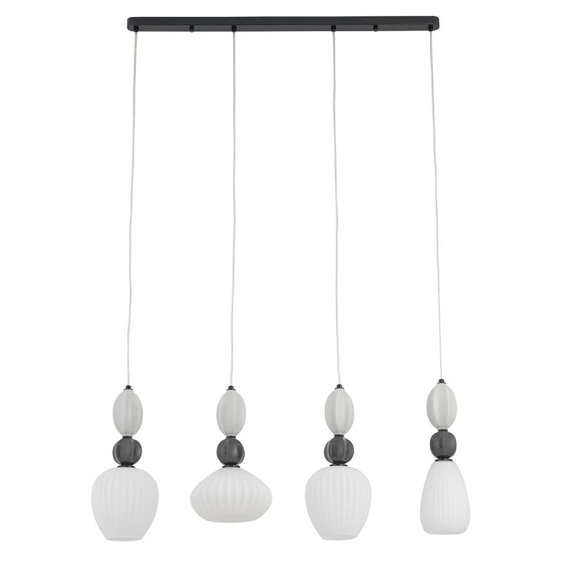 Lampa wisząca szklana ryflowana 4 punktowa z ceramiką Corals 95cm biały / szary / czarny Nowodvorski