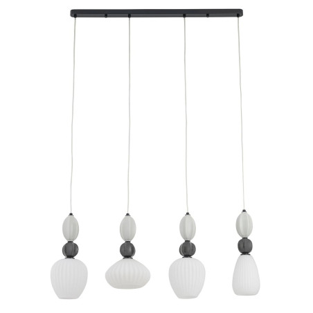 Lampa wisząca szklana ryflowana 4 punktowa z ceramiką Corals 95cm biały / szary / czarny Nowodvorski