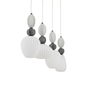 Lampa wisząca szklana ryflowana 4 punktowa z ceramiką Corals 95cm biały / szary / czarny Nowodvorski