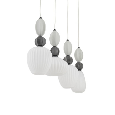 Lampa wisząca szklana ryflowana 4 punktowa z ceramiką Corals 95cm biały / szary / czarny Nowodvorski