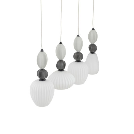 Lampa wisząca szklana ryflowana 4 punktowa z ceramiką Corals 95cm biały / szary / czarny Nowodvorski