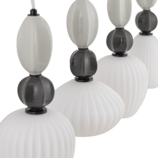 Lampa wisząca szklana ryflowana 4 punktowa z ceramiką Corals 95cm biały / szary / czarny Nowodvorski