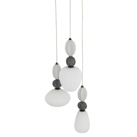 Lampa wisząca szklana ryflowana 3 punktowa z ceramiką Corals 39cm biały / szary / czarny Nowodvorski
