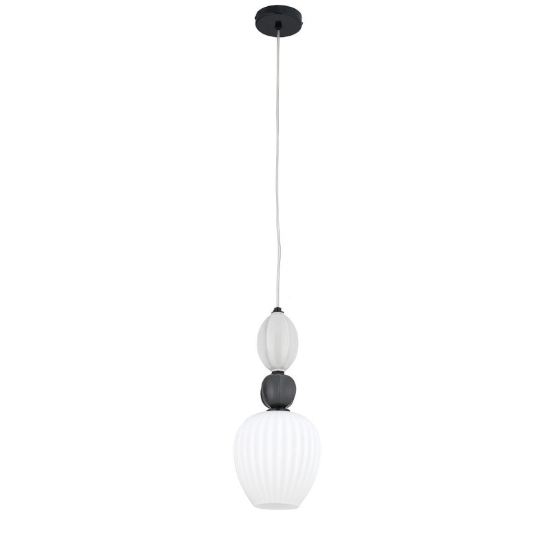 Lampa wisząca szklana ryflowana z ceramiką Corals 17cm biały / szary / czarny Nowodvorski