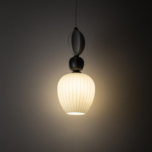 Lampa wisząca szklana ryflowana z ceramiką Corals 17cm biały / szary / czarny Nowodvorski