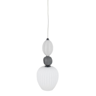 Lampa wisząca szklana ryflowana z ceramiką Corals 17cm biały / szary / czarny Nowodvorski