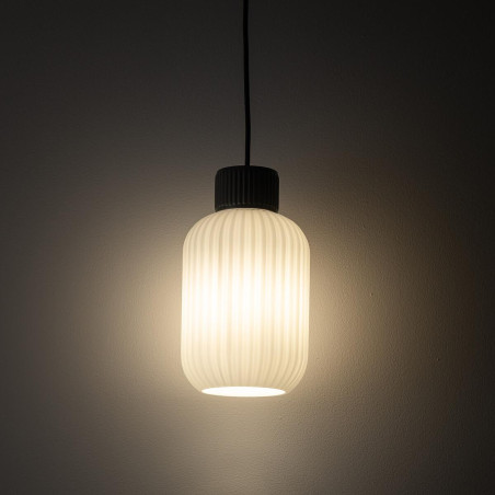 Lampa wisząca z ryflowanym szklanym kloszem Aurora 14cm biały / szary Nowodvorski