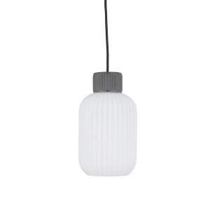 Lampa wisząca z ryflowanym szklanym kloszem Aurora 14cm biały / szary Nowodvorski