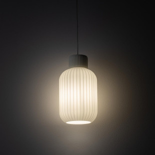 Lampa wisząca z ryflowanym szklanym kloszem Aurora 14cm biały / beż Nowodvorski
