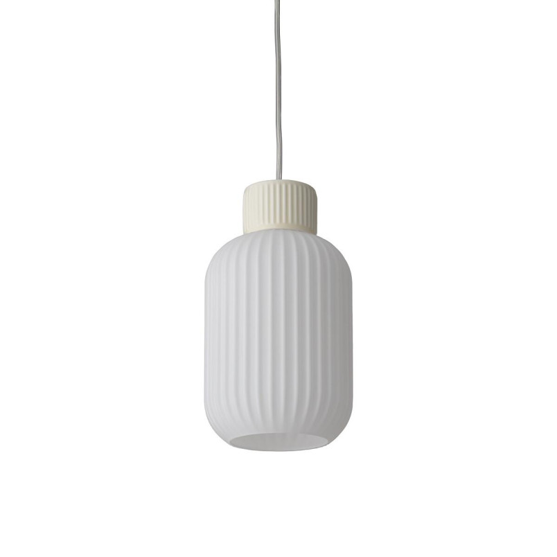 Lampa wisząca z ryflowanym szklanym kloszem Aurora 14cm biały / beż Nowodvorski