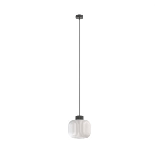 Lampa wisząca z ryflowanym szklanym kloszem Aurora 25cm biały / szary Nowodvorski
