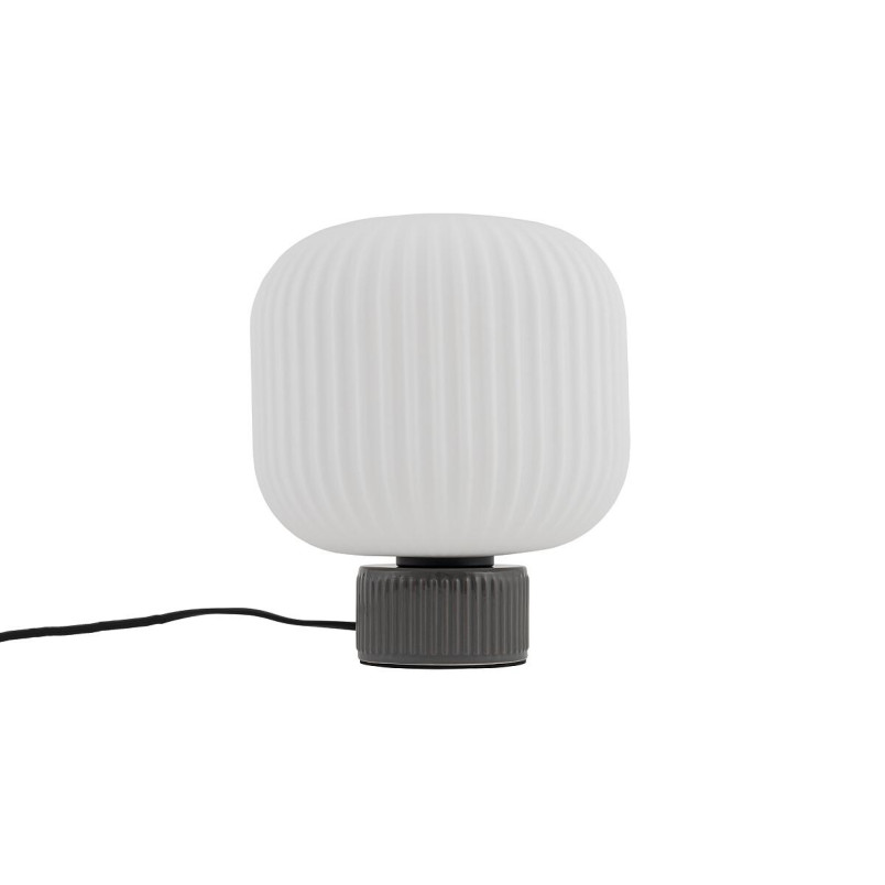 Lampa stołowa ceramiczna z ryflowanym szklanym kloszem Aurora 20cm biały / szary Nowodvorski