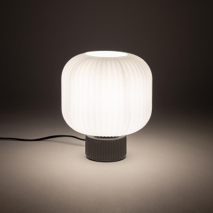 Lampa stołowa ceramiczna z ryflowanym szklanym kloszem Aurora 20cm biały / szary Nowodvorski