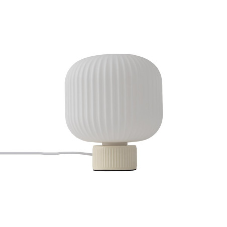 Lampa stołowa ceramiczna z ryflowanym szklanym kloszem Aurora 20cm biały / beż Nowodvorski