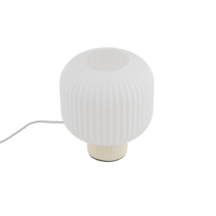 Lampa stołowa ceramiczna z ryflowanym szklanym kloszem Aurora 20cm biały / beż Nowodvorski