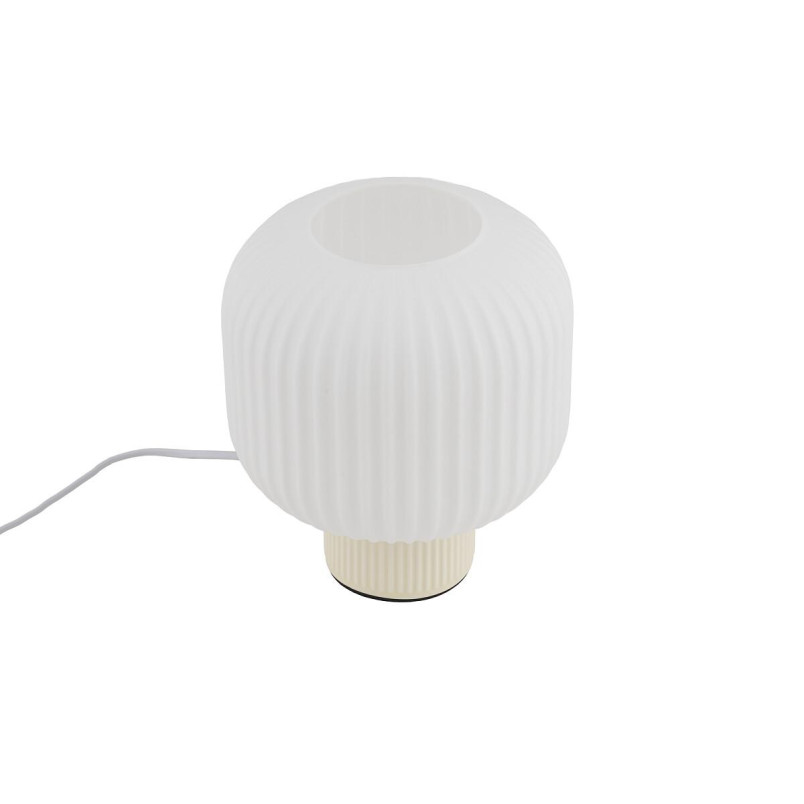 Lampa stołowa ceramiczna z ryflowanym szklanym kloszem Aurora 20cm biały / beż Nowodvorski