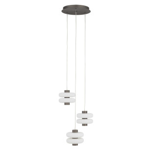 Lampa wisząca szklana 3 punktowa o organicznym kształcie Lunari 36cm biały / szczotkowane złoto Nowodvorski