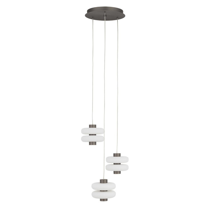 Lampa wisząca szklana 3 punktowa o organicznym kształcie Lunari 36cm biały / szczotkowane złoto Nowodvorski