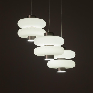 Lampa wisząca szklana 3 punktowa o organicznym kształcie Lunari 36cm biały / szczotkowane złoto Nowodvorski