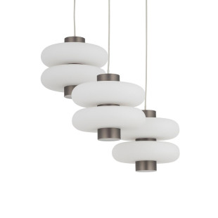 Lampa wisząca szklana 3 punktowa o organicznym kształcie Lunari 36cm biały / szczotkowane złoto Nowodvorski