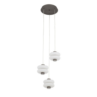 Lampa wisząca szklana 3 punktowa o organicznym kształcie Lunari 36cm biały / szczotkowane złoto Nowodvorski