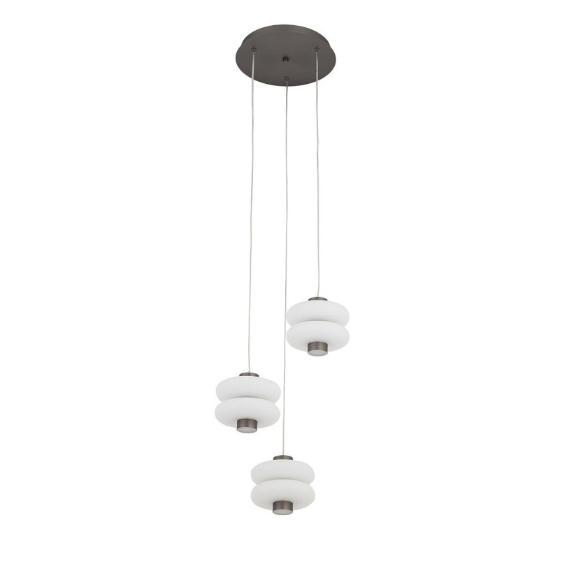 Lampa wisząca szklana 3 punktowa o organicznym kształcie Lunari 36cm biały / szczotkowane złoto Nowodvorski
