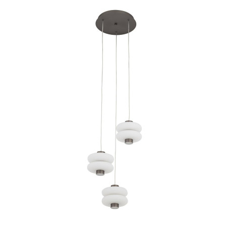 Lampa wisząca szklana 3 punktowa o organicznym kształcie Lunari 36cm biały / szczotkowane złoto Nowodvorski
