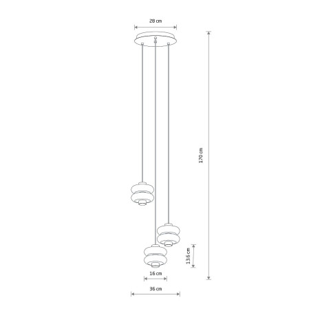 Lampa wisząca szklana 3 punktowa o organicznym kształcie Lunari 36cm biały / szczotkowane złoto Nowodvorski
