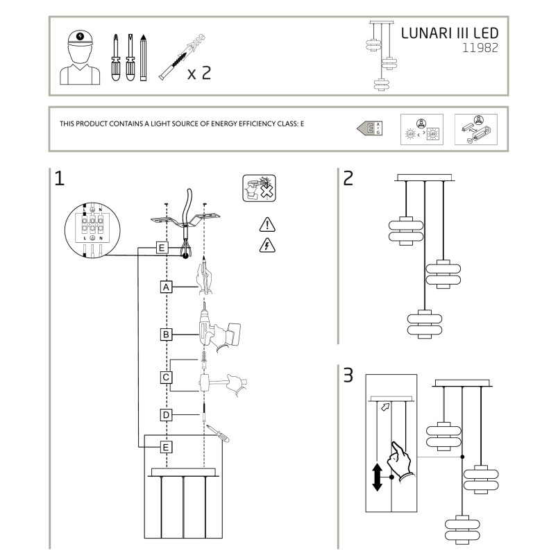 Lampa wisząca szklana 3 punktowa o organicznym kształcie Lunari 36cm biały / szczotkowane złoto Nowodvorski