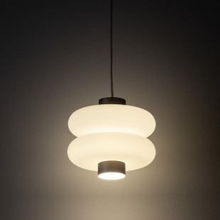 Lampa wisząca szklana o organicznym kształcie Lunari 16cm biały / szczotkowane złoto Nowodvorski
