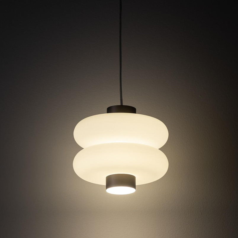 Lampa wisząca szklana o organicznym kształcie Lunari 16cm biały / szczotkowane złoto Nowodvorski