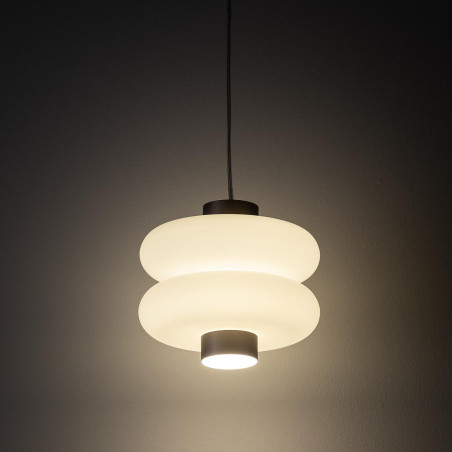 Lampa wisząca szklana o organicznym kształcie Lunari 16cm biały / szczotkowane złoto Nowodvorski
