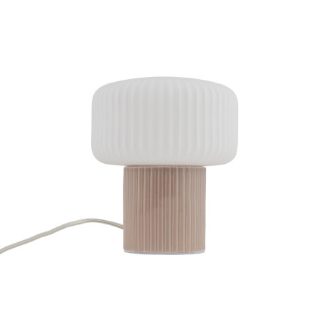 Lampa stołowa ceramiczna z ryflowanym szklanym kloszem Tika biały / róż Nowodvorski
