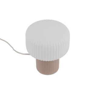 Lampa stołowa ceramiczna z ryflowanym szklanym kloszem Tika biały / róż Nowodvorski